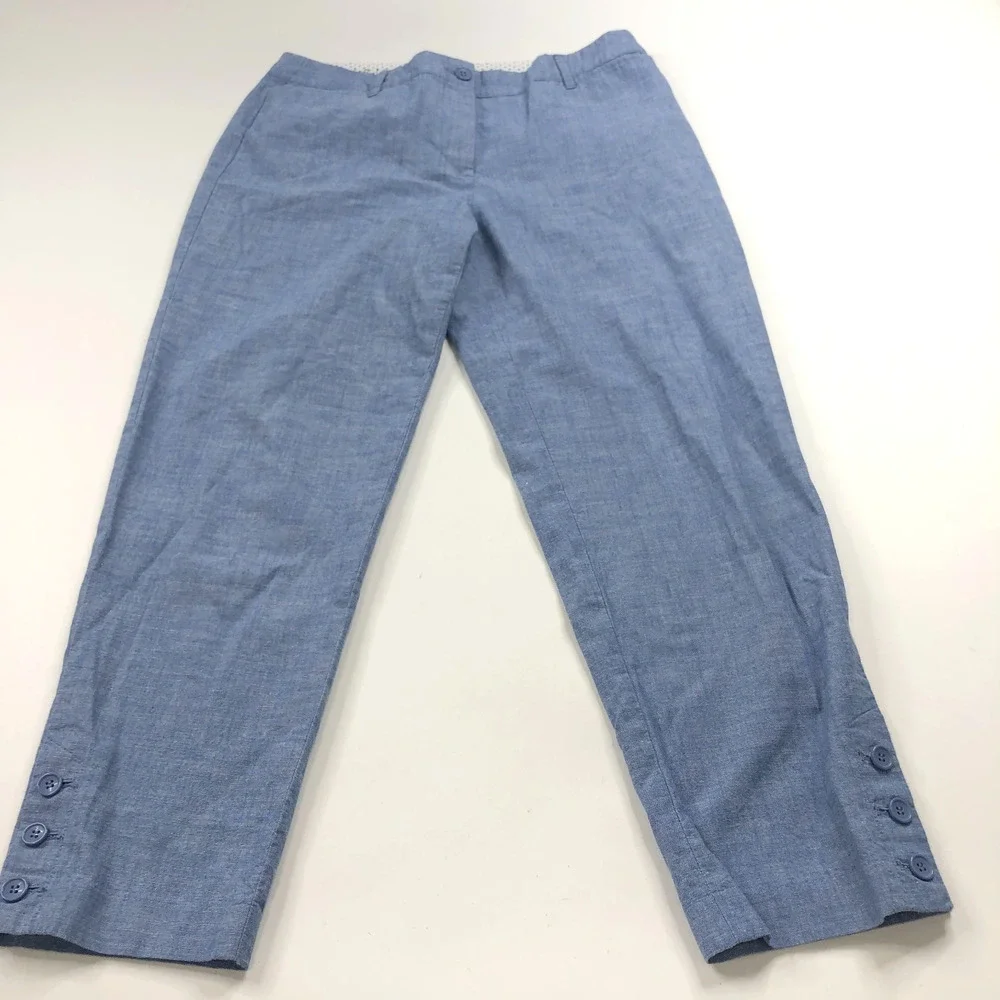 Talbots Perfect Crop 6 (Fit 31W 25L) Cotton Mid Rise Pants Blue
